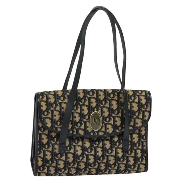 DIOR Trotter Canvas Hand Bag Navy Gold - Picture 1 of 13